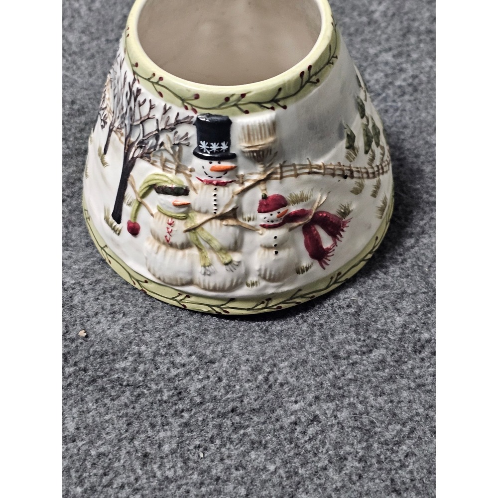 Yankee Candle Snowman Skates Winter Scene Ceramic Small Jar Candle Topper Shade